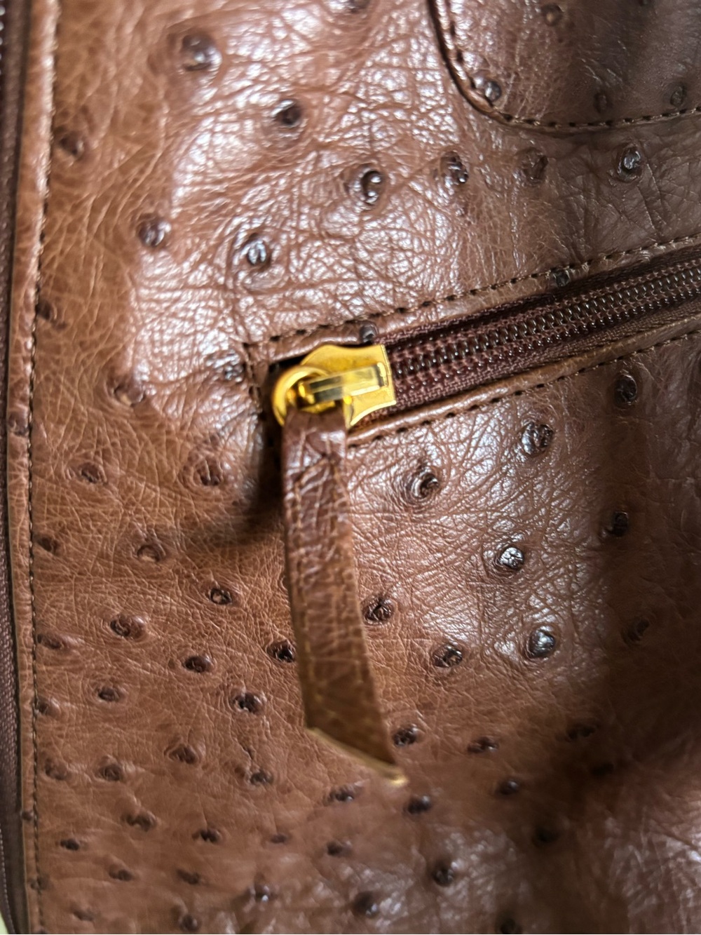 Brown Ostrich Leather Backpack - Picture 7 of 9